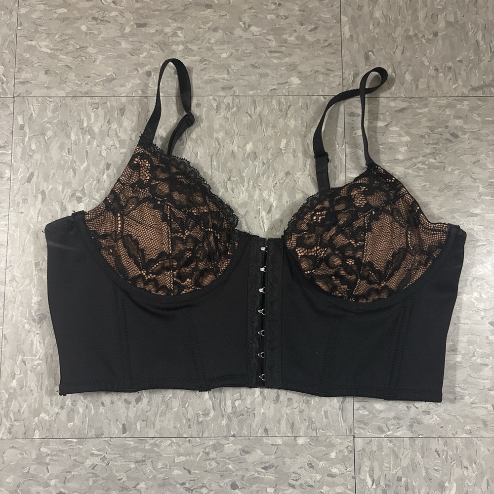 Garage Black and Tan Lace Bustier